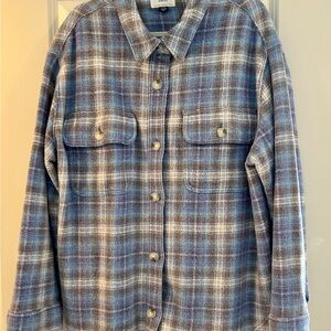 Plaid Blue/Gray/White Shacket